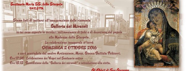 Barletta – Al santuario dello Sterpeto inaugurazione “Galleria dei Miracoli”