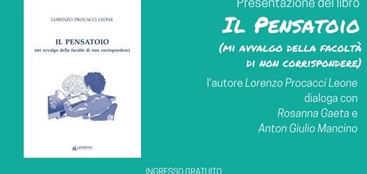 Trani – Oggi presentazione libro “Il Pensatoio” di Lorenzo Procacci Leone