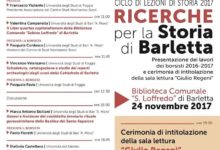 “Ricerche per la storia di Barletta” e intitolazione di una delle sale della biblioteca a Giulio Regeni