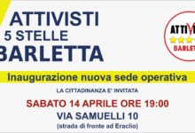 Barletta – Stasera inaugurazione della nuova sede degli  “Attivisti 5 stelle”