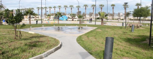Barletta – Parco “Mennea”, ripristinate fontane e giochi d’acqua,  ricollocata panchina divelta