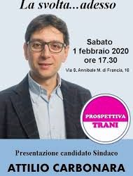 Trani – Amministrative 2020: oggi la presentazione del candidato sindaco Attilio Carbonara